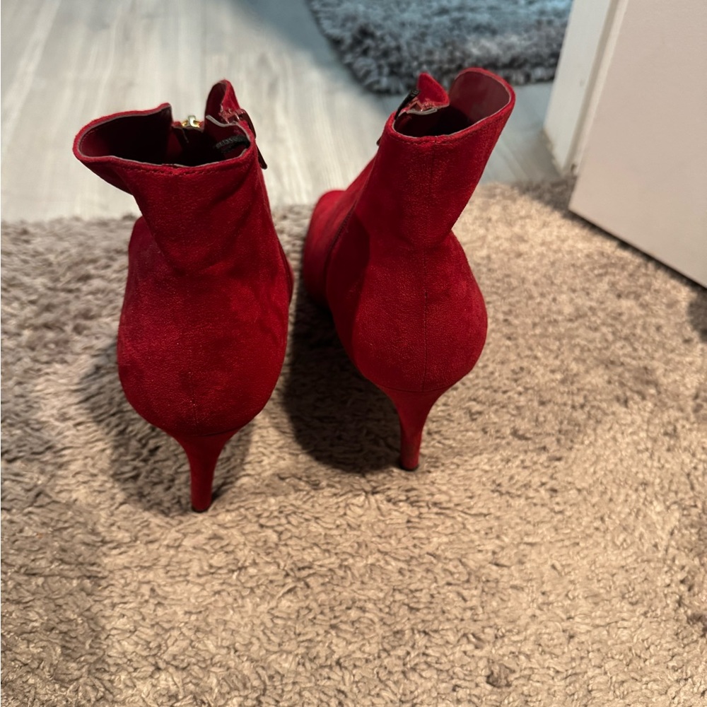 Marc Fisher Red Heeled Suede Shoes - Picture 3 of 5